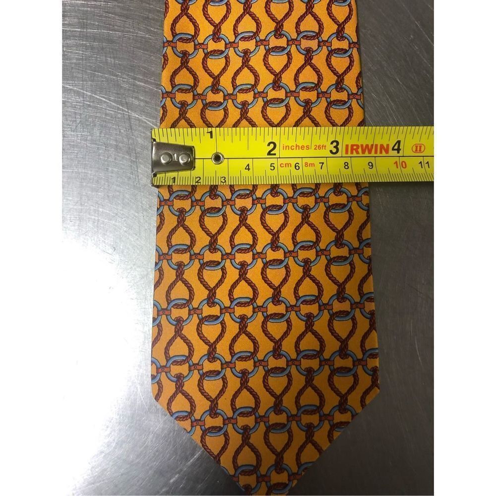 Gucci Men’s Silk Yellow and Red Rope Designer Dress Tie - Picture 8 of 9